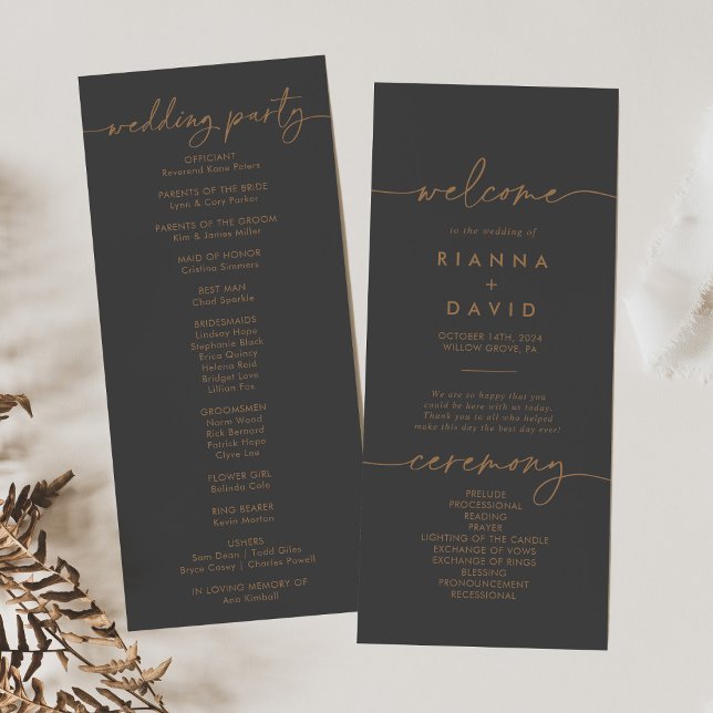 Grey Gold Classic Wedding Program (Creator Uploaded)