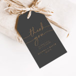 Grey Gold Classic Wedding Thank You Gift Tags<br><div class="desc">These grey gold classic wedding thank you favour tags are perfect for a modern wedding reception. The simple and elegant design features classic and fancy script typography in gold. Personalise these tags with a short message, your names, and your wedding date. You can change the wording on these tags to...</div>