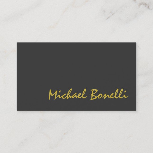 Grey Gold Colour Handwriting Script Business Card (Front)