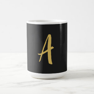Grey Gold Colour Monogram Professional Calligraphy Coffee Mug