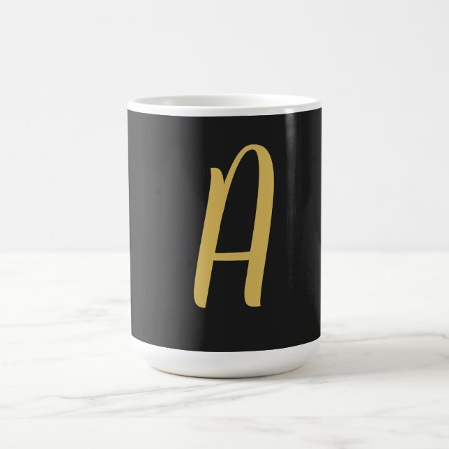 Grey Gold Colour Monogram Professional Coffee Mug (Center)
