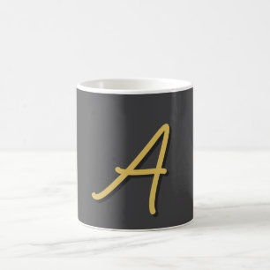 Grey Gold Colour Monogram Professional Coffee Mug