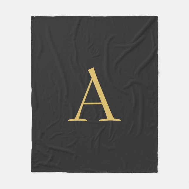 Grey Gold Colour Monogram Professional Fleece Blanket (Front)