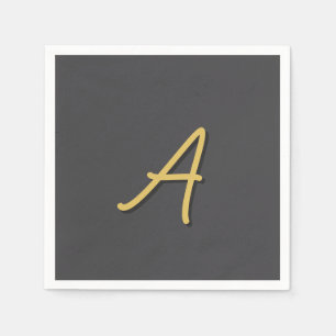 Grey Gold Colour Monogram Professional Napkin