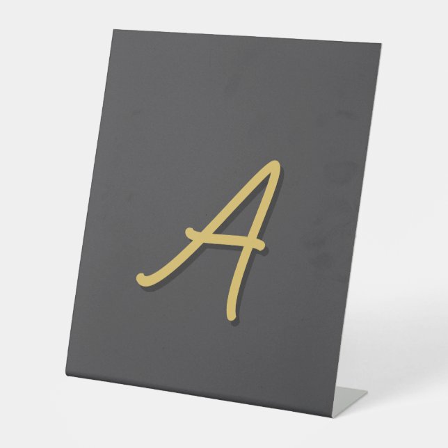 Grey Gold Colour Monogram Professional Pedestal Sign (Front)
