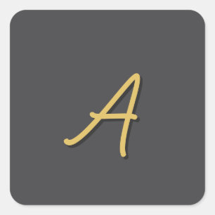 Grey Gold Colour Monogram Professional Square Sticker