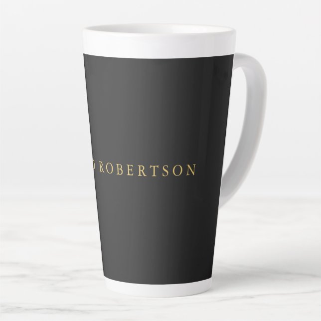 Grey Gold Colour Professional Add Name Latte Mug (Right Angle)