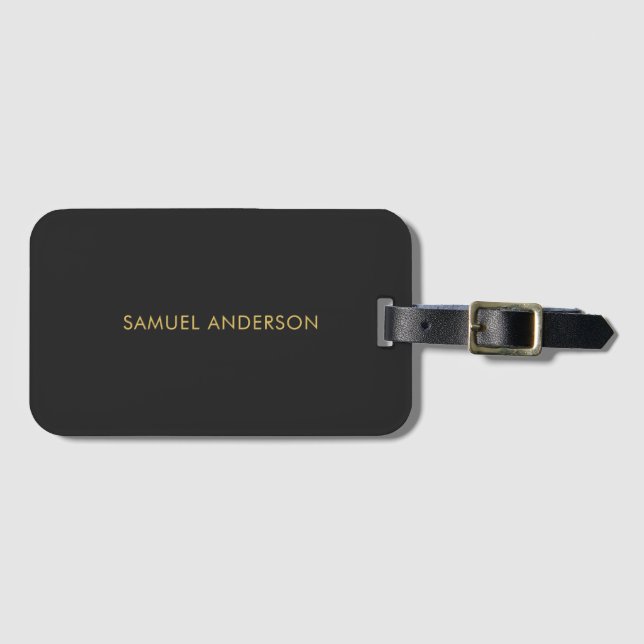Grey Gold Colour Professional Add Name Luggage Tag (Front Horizontal)