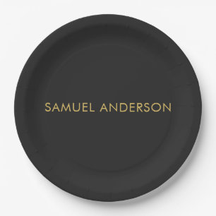 Grey Gold Colour Professional Add Name Paper Plate