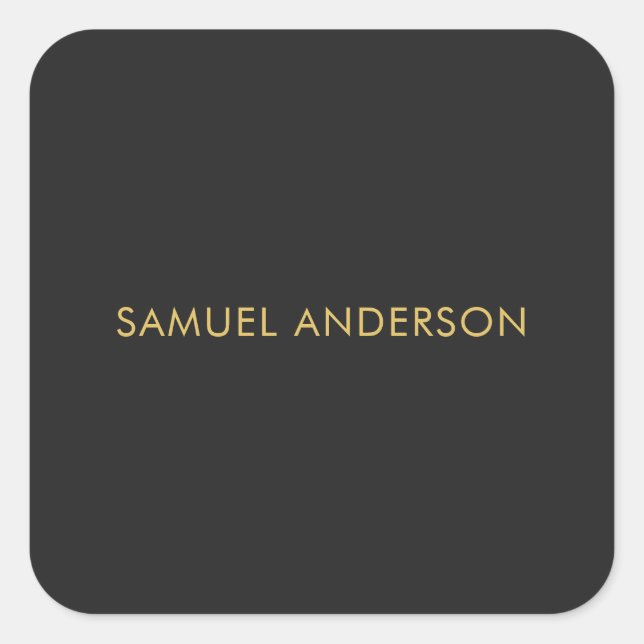 Grey Gold Colour Professional Add Name Square Sticker (Front)
