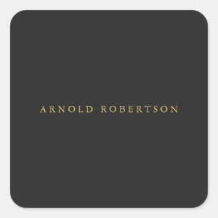 Grey Gold Colour Professional Add Name Square Sticker