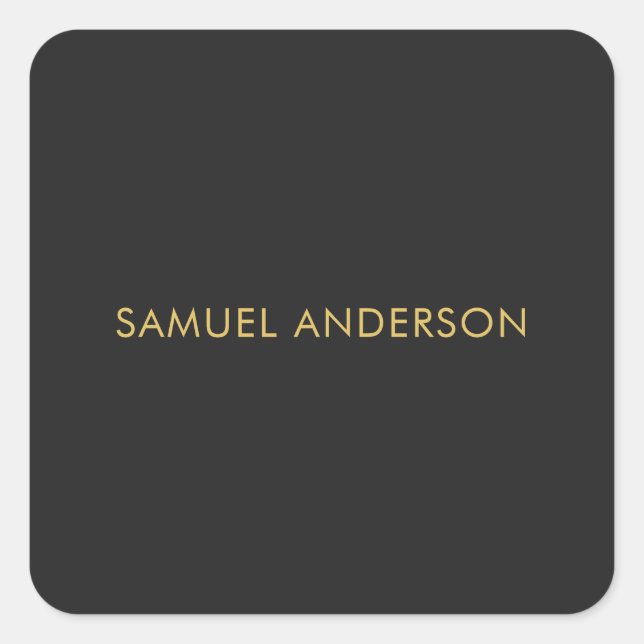 Grey Gold Colour Professional Add Name Square Sticker (Front)