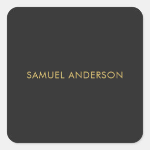 Grey Gold Colour Professional Add Name Square Sticker