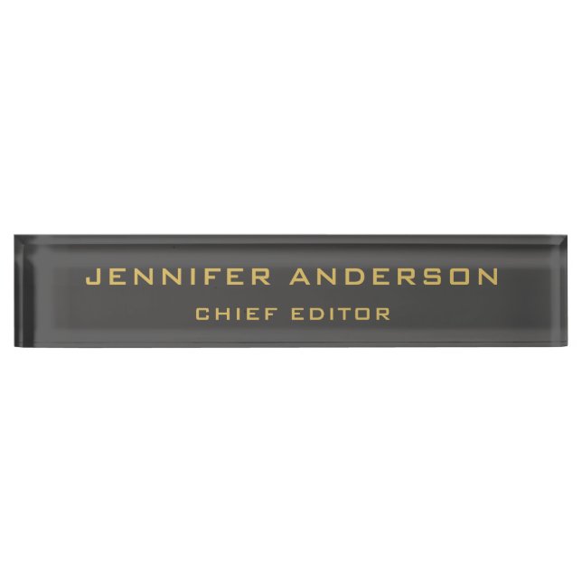 Grey & Gold Colours Professional Modern Plain Nameplate (Front)