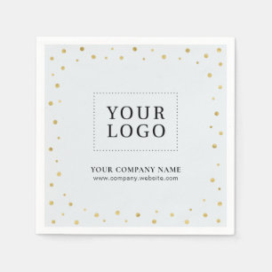 Grey & Gold Confetti Business Promotional Logo Napkin