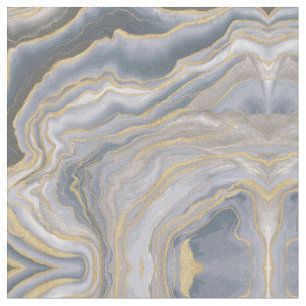 Grey Gold Fluid Liquid Painting Fabric