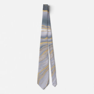 Grey Gold Fluid Liquid Painting Tie