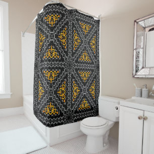 Grey gold gradient relief in kaleidoscope triangle shower curtain