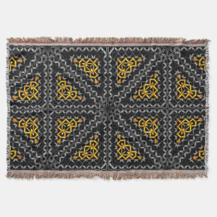 Grey gold gradient relief in kaleidoscope triangle throw blanket