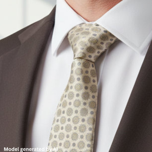 Grey Gold Mandala Pattern Tie
