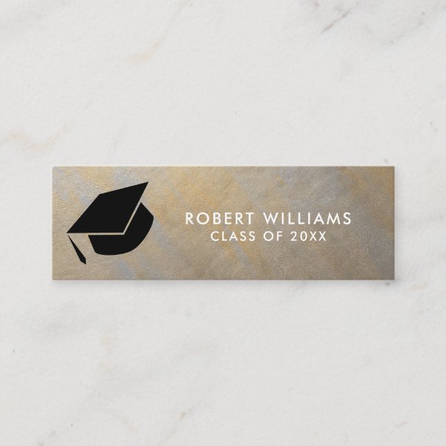 Grey Gold Metallic  Grad Cap Graduation Insert (Front)