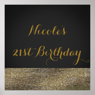 Grey & Gold Modern Glam Sequins Chic Poster Banner