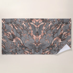 Grey gold rose marble modern design beach towel