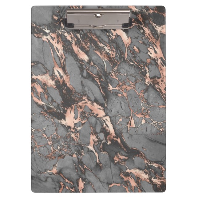 Grey gold rose marble modern design clipboard (Front)