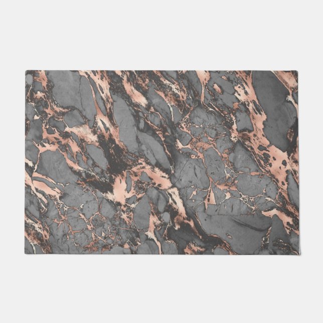Grey gold rose marble modern design doormat (Front)