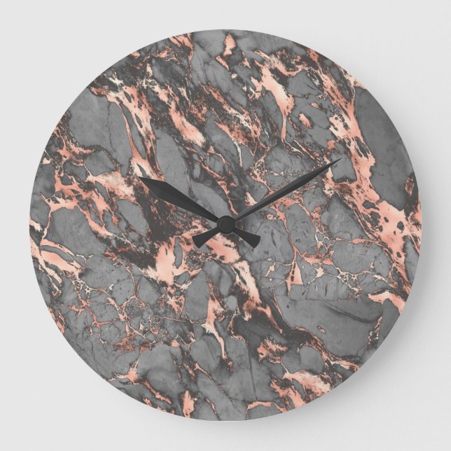 Grey gold rose marble modern design large clock (Front)