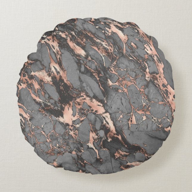 Grey gold rose marble modern design round cushion (Front)
