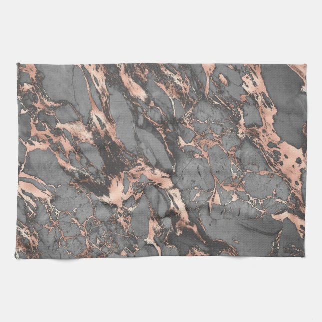 Grey gold rose marble modern design tea towel (Horizontal)