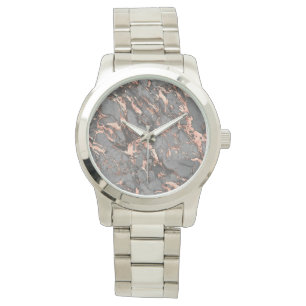 Grey gold rose marble modern design watch