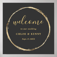 Grey & Gold Rustic Gold Circle Wedding Welcome