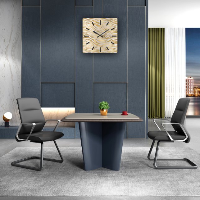 Grey Gold Sepia Animal Tiger Black Abstract Square Wall Clock (Gray Gold Sepia Animal Tiger Black Abstract Square Wall Clock)