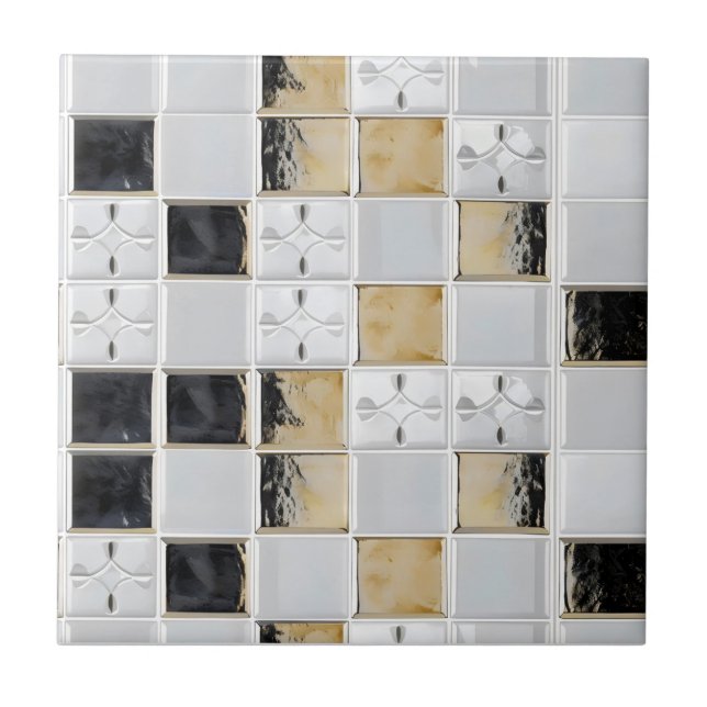 Grey Gold Small Tile Pattern (Front)