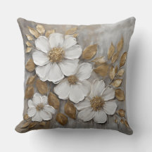 Grey Gold White Bold Floral