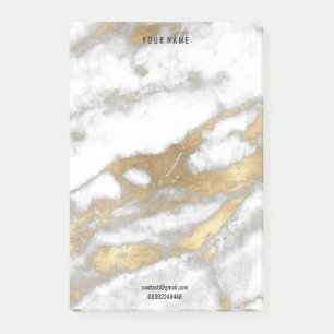 Grey Gold White Marble Stone  Name Adress Lux Post-it Notes
