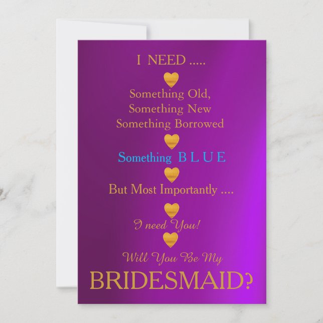 Grey & Gold with Heart Will You Be my Bridesmaid I Invitation (Front)