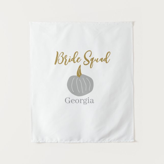 Grey golden pumpkin fall bride squad modern  tapestry (Front)