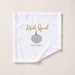 Grey golden pumpkin fall bride squad modern wash cloth