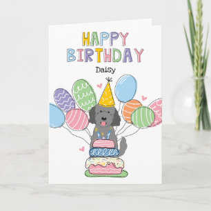 Grey Goldendoodle Dog Happy Birthday Card