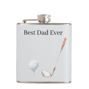 Grey Golf Club Ball Best Dad Hip Flask