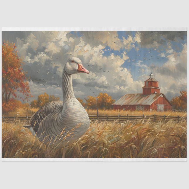 Grey Goose Farmhouse Artwork Decoupage Tissue Paper (Front)