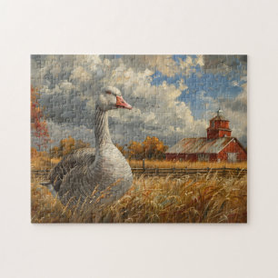 Grey Goose Farmhouse Artwork Jigsaw Puzzle