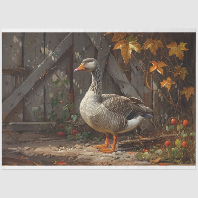Grey Goose in the Barnyard Decoupage Tissue Paper (Front)
