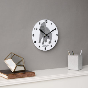 Grey Gorilla Design Personalised Round Clock