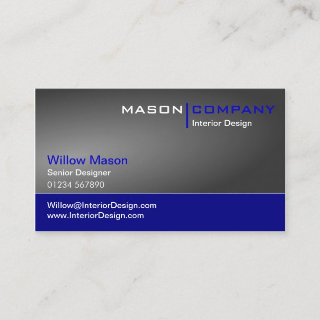 Grey Gradient & Dark Blue Corporate Business Card (Front)