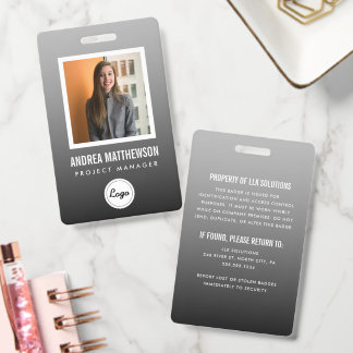 Grey Gradient Employee  ID Badge