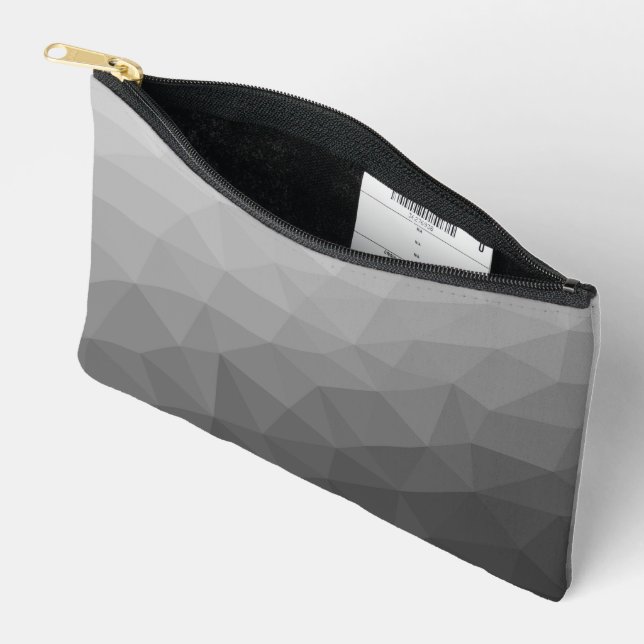 Grey gradient geometric mesh pattern accessory pouch (Open)